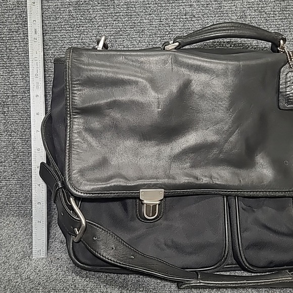 Vtg‎ COACH Black Leather/ Nylon Men's Briefcase Messenger Bag - Picture 3 of 14